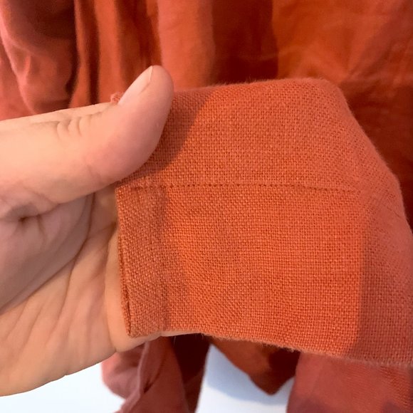 Linen  Duster - Eileen Fisher - Rust Orange - Picture 6 of 7